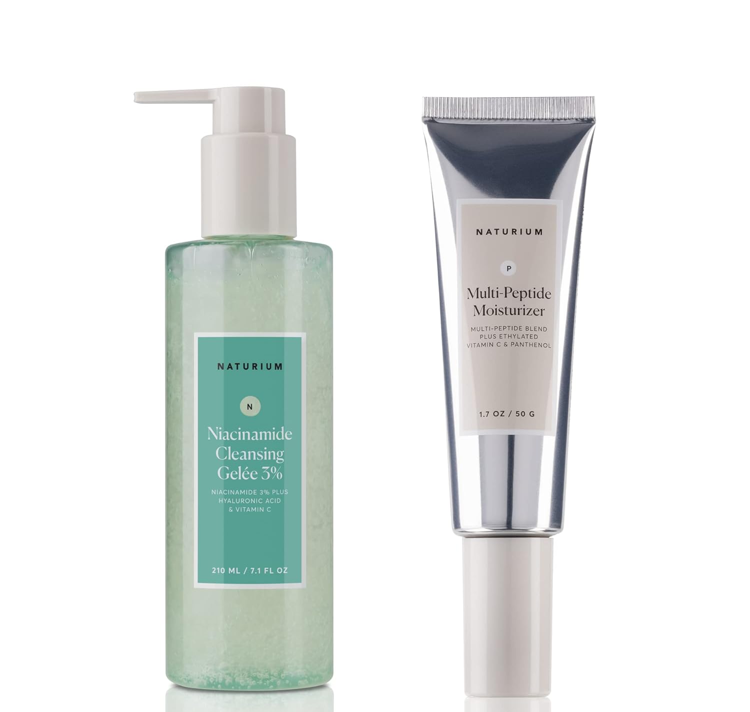 Naturium Cleanse & Hydrate Duo, Niacinamide Cleansing Gelee 3% & Multi-Peptide Moisturizer, Daily Face Wash Routine