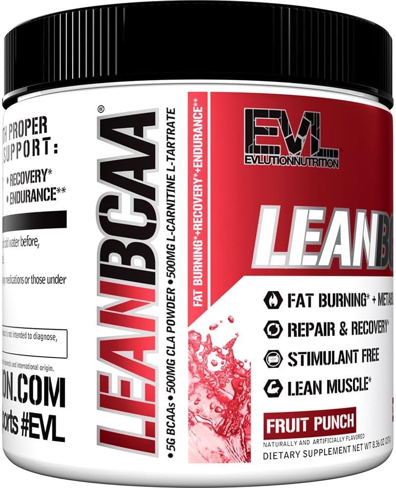 Evlution Stimulant Free Lean BCAA Powder Nutrition BCAAs Amino Acids Powder with CLA Carnitine and 2:1:1 Branched Chain Amino Acids Supports Muscle Recovery Fat Burn and Metabolism - Fruit Punch : Health & Household