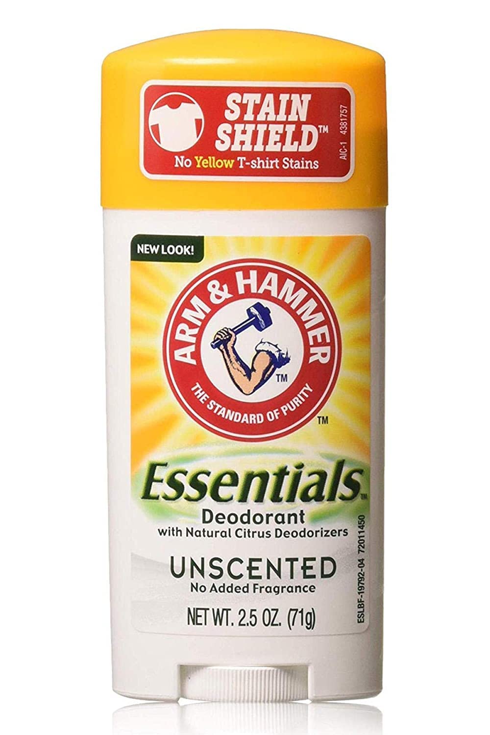 Arm & Hammer Essentials Natural Deodorant, Unscented 2.5Oz, 4 Pack