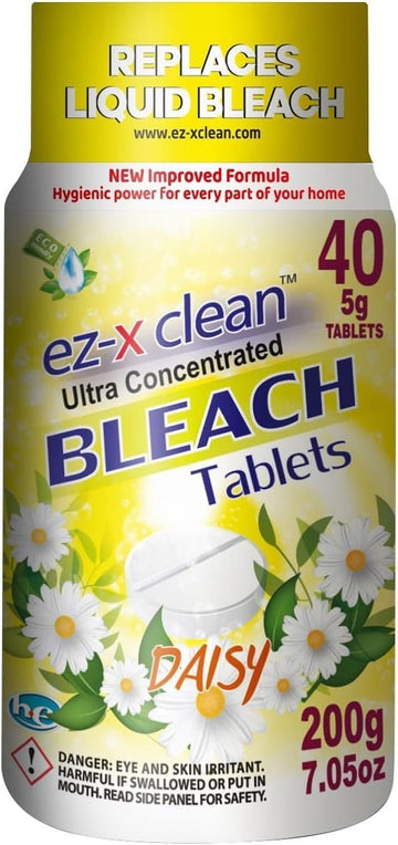 Ultra Concentrated Water Activated Bleach Tablets for Laundry and Multipurpose Cleaning. 40 Tablets 7.05 OZ Phosphate Free Replaces Liquid BLEACHES (Orange)