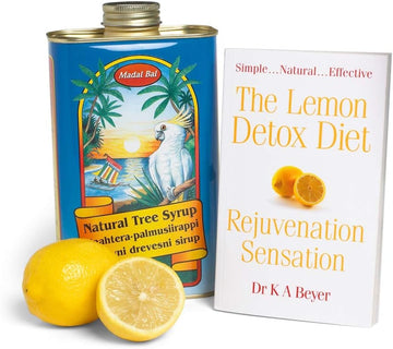 Madal Bal Natural Tree Syrup Lemon Detox 1000Ml Tin + Rejuvenation Sensation Dr K A Beyer Book