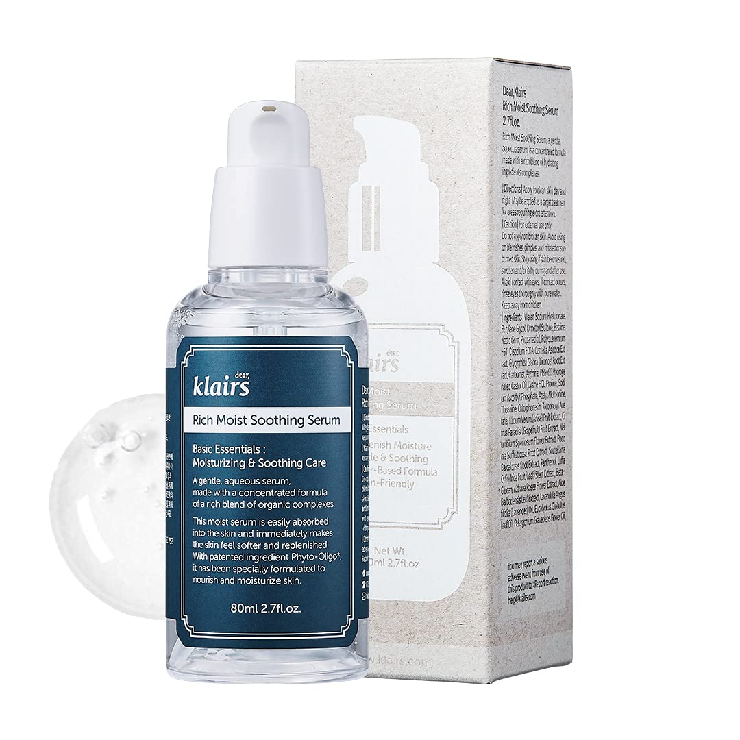 Dear Klairs Rich Moist Soothing Serum 2 7 Fl Oz 80 Ml, Instant Absorption, Non-Greasy, Hydration, Cooling, Basic Care, Unscented, Renewal