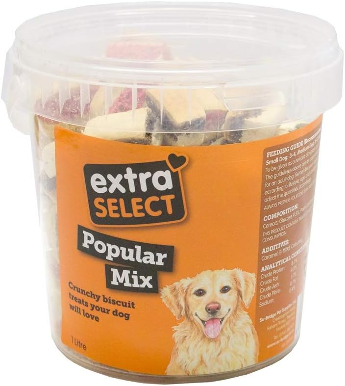 Extra Select Popular Mix Dog Treat Biscuits in a Bucket (approx 125 biscuits), 1 l (Pack of 1)?01SBT10