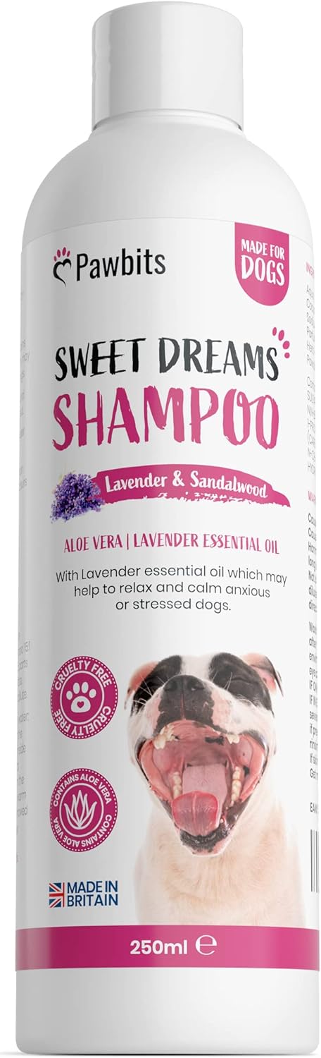 Sweet Dreams Sandalwood and Lavender Fragranced Concentrated Dog Shampoo 250ml - Aloe Vera and Lavender Essential Oil Formula to Remove Dirt, Stubborn Stains and Odours?SANDALWOOD-250