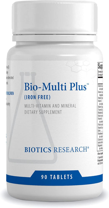 Biotics Research Bio Multi Plus Iron Free Multivitamin, Chelated Minerals, Iron Free, Emulsified Fat Soluble Vitamins, High Antioxidants, Sod, Catalase 90 Tabs