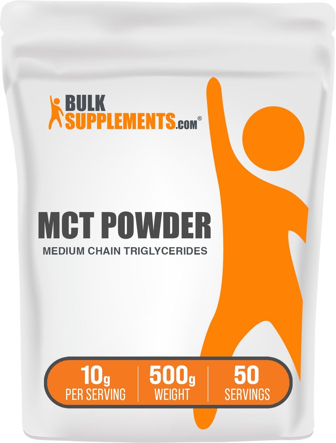 BULKSUPPLEMENTS.COM MCT Powder - Medium Chain Triglycerides, from MCT Coconut Oil, MCT Oil Powder - for Energy Boost, Pure & Gluten Free - 10g per Serving, 500g (1.1 lbs)