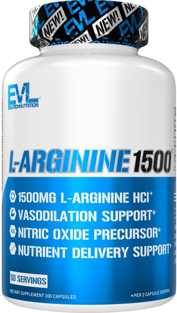 Evlution Nutrition Nitric Oxide Booster L-Arginine Supplement - High Potency Nitric Oxide Supplement With 1500Mg Of L Arginine Hcl For Enhanced Pumps Energy Muscle Growth And Vascularity No Booster : Health & Household