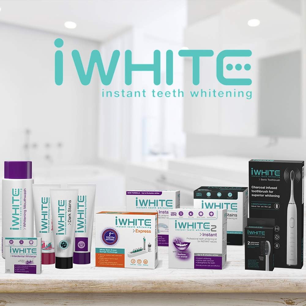 iWhite Replacement Toothbrush Heads Charcoal Infused - Electric Tooth Brush Heads for iWhite Sonic Toothbrush - Activated Charcoal Infused Bristles for Plaque Removal & Instant Teeth Whitening, 2 Pack : Amazon.co.uk: Health & Personal Care