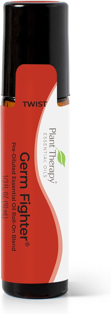 Plant Therapy Germ Fighter Essential Oil Blend 100% Pure, Pre-Diluted Roll-On, On-The-Go Natural Aromatherapy, Travel Size, Get Healthy Faster, Therapeutic Grade 10 mL (1/3 oz)