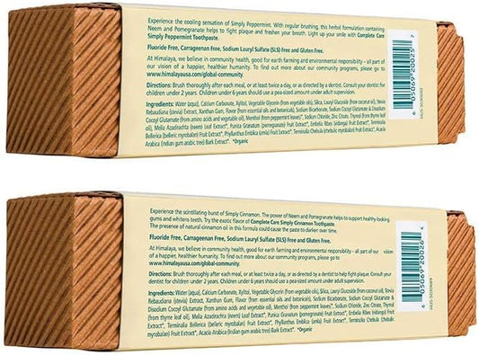 Himalaya Complete Care Toothpaste - Simply Peppermint Plus Simply Cinnamon 5.29 Oz/150 Gm -Bundle