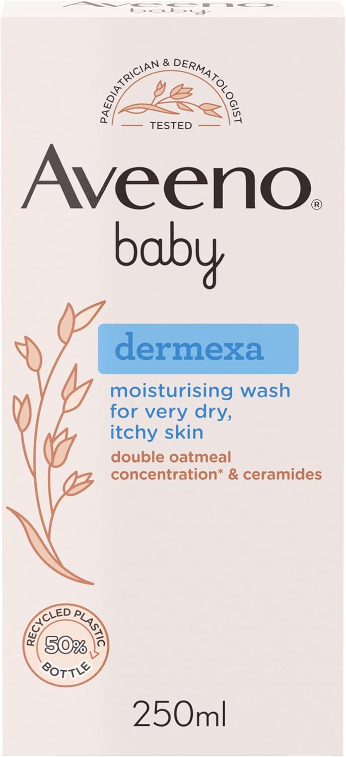 Aveeno Baby Dermexa Moisturising Wash (1X 250Ml), Soothing Unscented And Soap-Free Baby Body Wash Developed To Gently Cleanse Delicate Skin, For Babies With Very Dry, Itchy Skin And Prone To Eczema