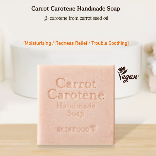 SKINFOOD Carrot Carotene Handmade Soap 100g - Natural Carrot Soap for Face & Body - Redness Relief Soothing & Moisturizing Hand Soap for Sensitive Skin, Vegan, Cruelty Free