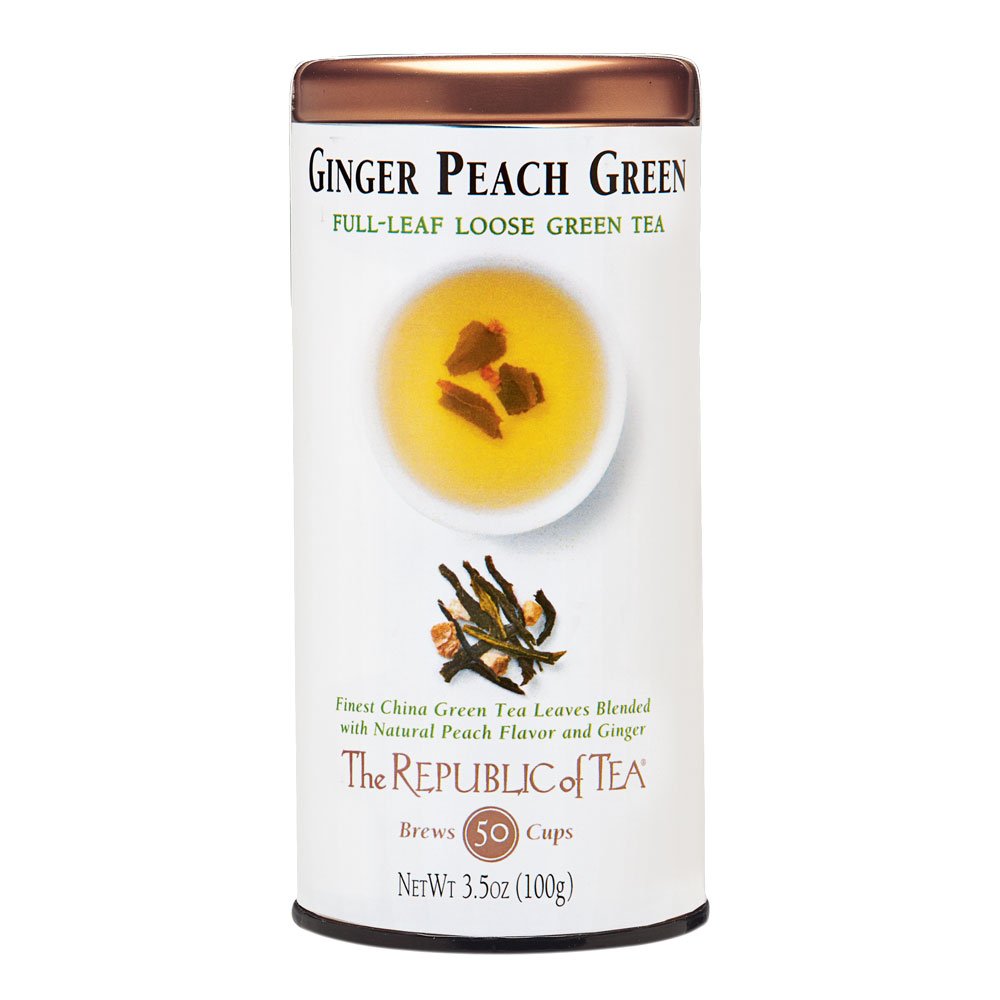 The Republic Of Tea Ginger Peach Green Full-Leaf Tea, 3.5 Ounces, 50 Cups