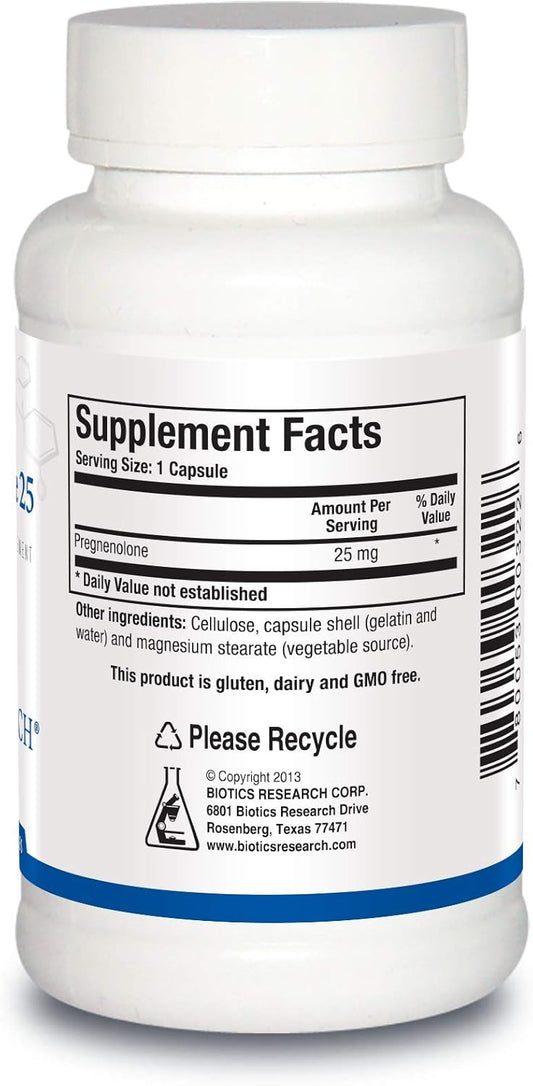 Biotics Research Pregnenolone 25-25 Mg Pregnenolone Support, Memory & Hormone Balance, Hormone Precursor Or Parent Hormone. 90 Capsules