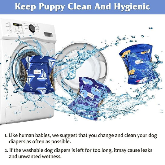 Reusable Male Dog Diapers – Washable Belly Bands for Small Dogs, Absorbent Wraps for Incontinence, Excitable Urination & Training (3-Pack)