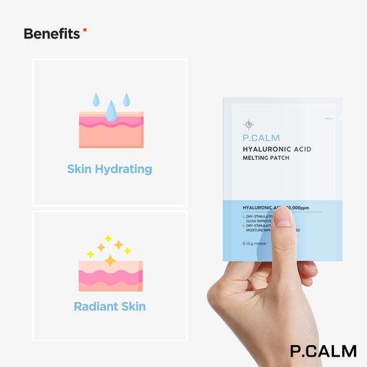 P.Calm Hyaluronic Acid Melting Patch 5 Patches | Vegan Deep Hydrating Facial Treatment Mask With Hyaluronic Acid, Gryceryl Glucoside, Centella Asiatica For Sensitive Skin | Korean Skincare