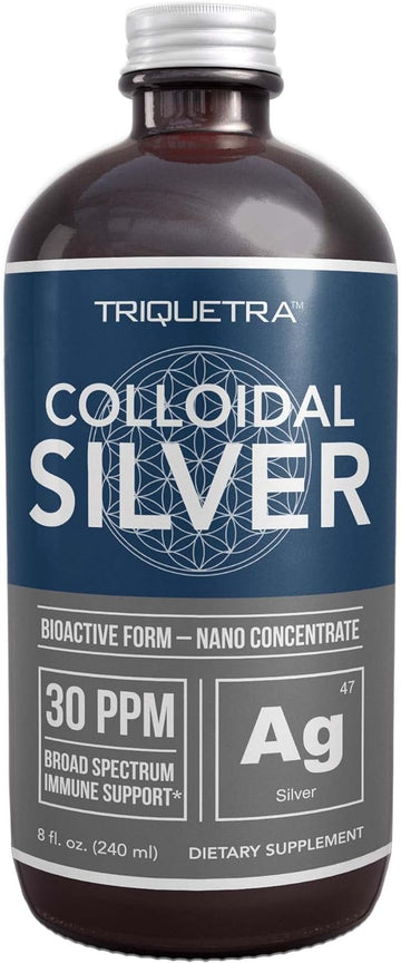 Bioactive Colloidal Silver - 8 oz, Glass Bottle, Vegan, Safe Doses with Highest Effectiveness - Nano Ions, 30 PPM - Immune Support (48 Servings)