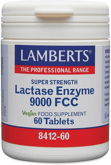 Lamberts Lactase Enzyme Tablets - 60 Tablets - High Strength 9000 Fcc Units - Aids Lactose Digestion - Dairy Support