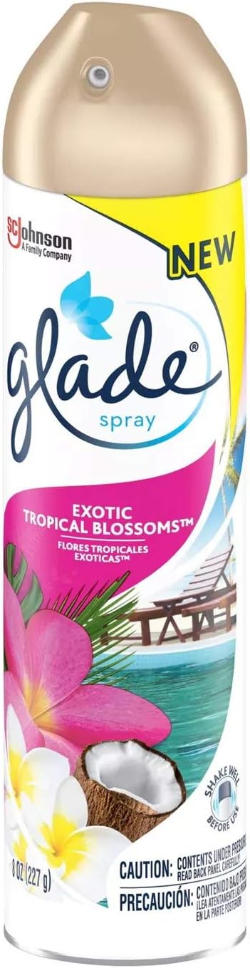 Glade Air Freshener Aerosol Spray, Exotic Tropical Blossoms Scent | Limited Edition - 8 Ounce Each Can (Pack of 6)