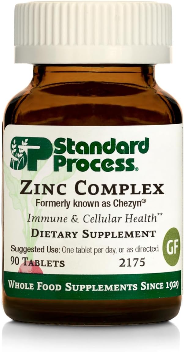 Standard Process Zinc Complex - Immune Support, Thyroid Support, Cognitive Health, And Blood Health Support With Iron, Zinc, And Copper - 90 Tablets