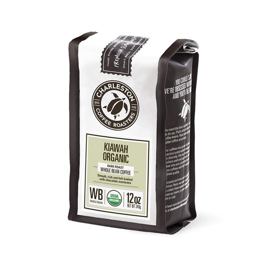Charleston Coffee Roasters | Specialty Organic Whole Bean Coffee | Hand Picked, Premium Slow Roast | (Kiawah, Dark Roast) 12Oz, 6 Pack