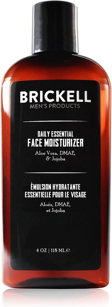 Brickell Men's Daily Essential Face Moisturizer for Men, Natural and Organic Fast-Absorbing Face Lotion with Hyaluronic Acid, Green Tea, and Jojoba, 118 mL, Unscented