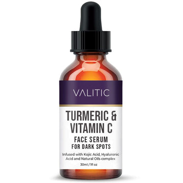 Valitic Vitamin C Face Serum For Anti Aging - Hyaluronic Acid, Collagen, Kojic Acid, Turmeric Oil Dark Spot Remover Brightening Serum Eyes And Facial Serum Skin Care 1 Fl Oz