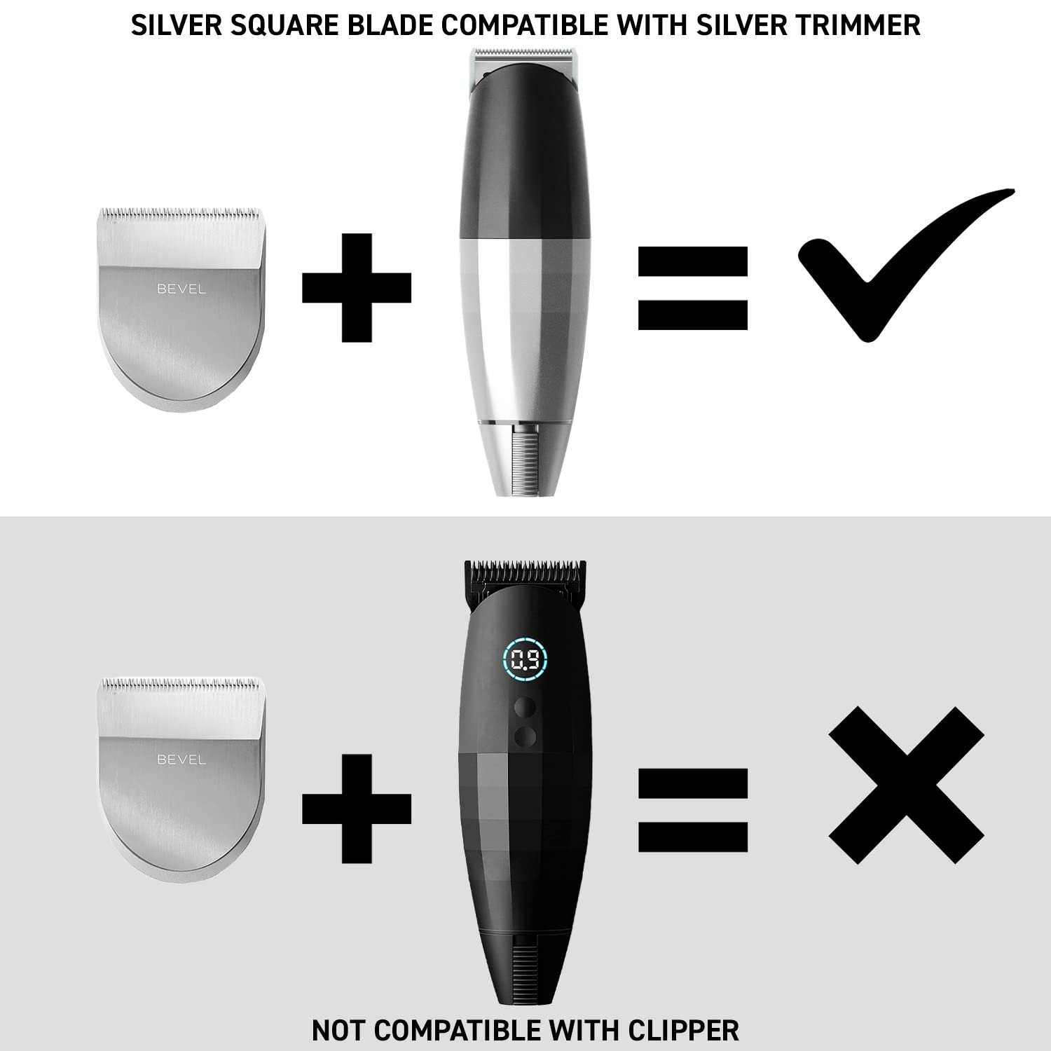 Bevel Square Trimmer Blade Attachment - Compatible with Bevel Trimmer Only, Beard Trimmer for Men, Mustache Trimmer, Cordless Face, Neck and Body Hair Trimmer Attachment Head - Silver, 1 Count : Beauty & Personal Care