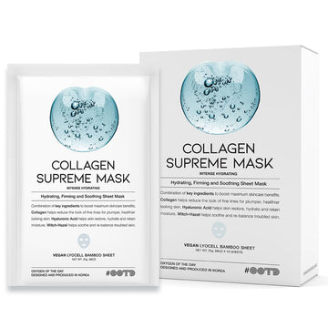 Collagen Hydrating Sheet Masks For Face Korean Anti Aging Mask Sheet For Dry Skin & Sensitive Skin, Eve Vegan, Not Tested On Animals, No Parabens, No Sulfates, Hyaluronic Acid, Witch Hazel 10Ea