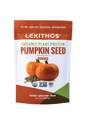 Lekithos Organic Pumpkin Seed Protein - 8 Oz - 17G Protein - Certified Usda Organic, Non-Gmo Project Verified, No Added Sugars - Promotes Muscle Recovery - Certified Vegan - Gluten Free
