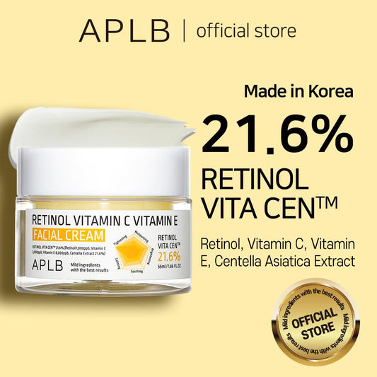 Aplb Retinol Vitamin C Vitamin E Facial Cream | Retinol Vita Cen™ 21.6% 1.86 Fl.Oz/Korean Skincare, Deep Hydration, Retinol, Revitalize For Gentle And Improve Skin Texture