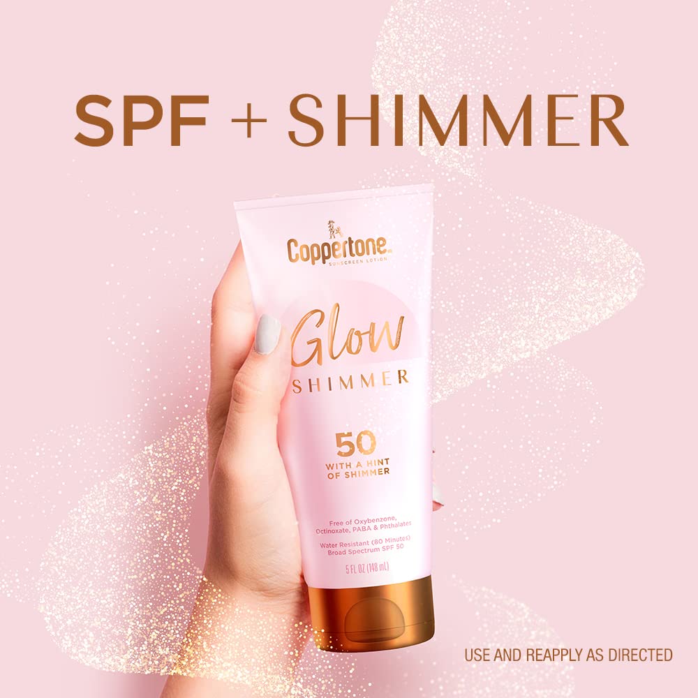 Coppertone Glow with Shimmer Sunscreen Lotion SPF 50, Water Resistant Sunscreen, Broad Spectrum SPF 50 Sunscreen, 5 Fl Oz Bottle : Beauty & Personal Care