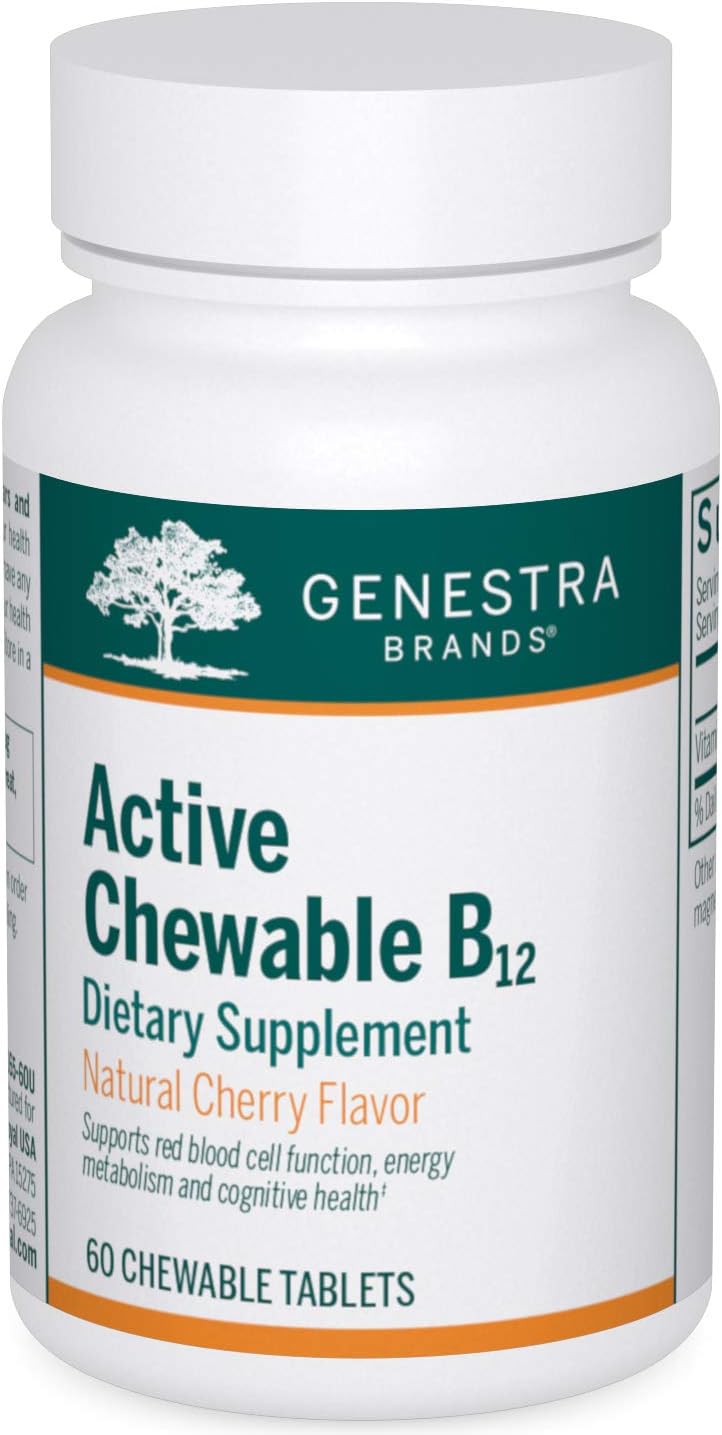 Genestra Brands Active Chewable B12 | Chewable Vitamin B12 Tablets | 60 Chewable Tablets | Natural Cherry Flavor