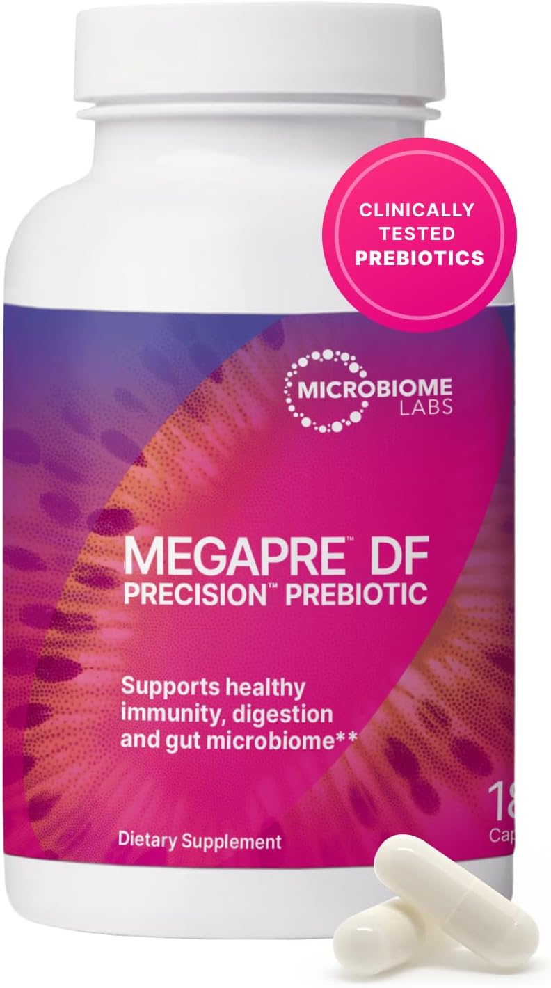 Microbiome Labs Megapre Df - Dairy-Free Prebiotic Fiber Supplement - Gut Health Prebiotics For Women, Men & Kids 3+ - Support Microbial Diversity (180 Capsules)