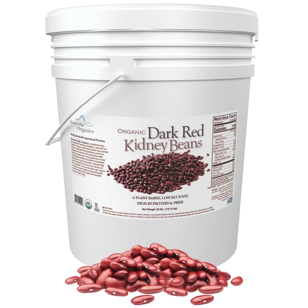 Mountain High Organics Inc. Certified Organic Dark Red Kidney Beans 6G Bucket (40LBS)