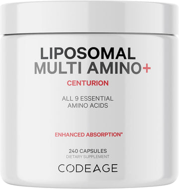 Codeage Multi Amino+ Bcaa & Eaa Supplement, All 9 Essential Amino Acids, Free-Form Branched-Chain Amino Acid, Sport Pre & Post Workout, Muscles Recovery, Liposomal For Absorption, Vegan, 240 Capsules