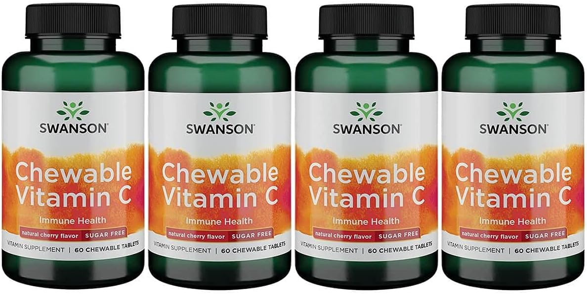 Swanson Sugar-Free Chewable Vitamin C Cherry 60 Chwbls (4 Pack)