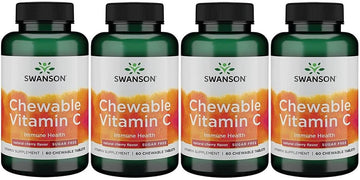 Swanson Sugar-Free Chewable Vitamin C Cherry 60 Chwbls (4 Pack)