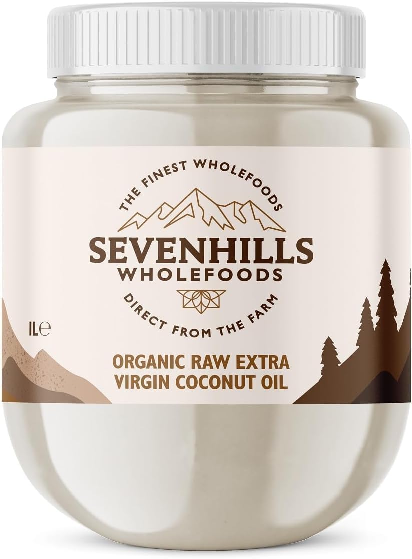 Sevenhills Wholefoods 3L Organic Extra Virgin Raw Coconut Oil (Cold-Pressed), Recyclable Plastic Tub, For Cooking, Baking, Skin Moisturiser, Hair Conditioner