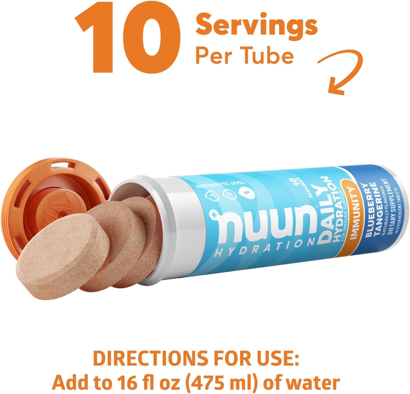 Nuun Hydration Immunity Electrolyte Tablets With 200mg Vitamin C, Blueberry Tangerine and Orange Citrus Flavors, 2 Pack (20 Servings) : Health & Household