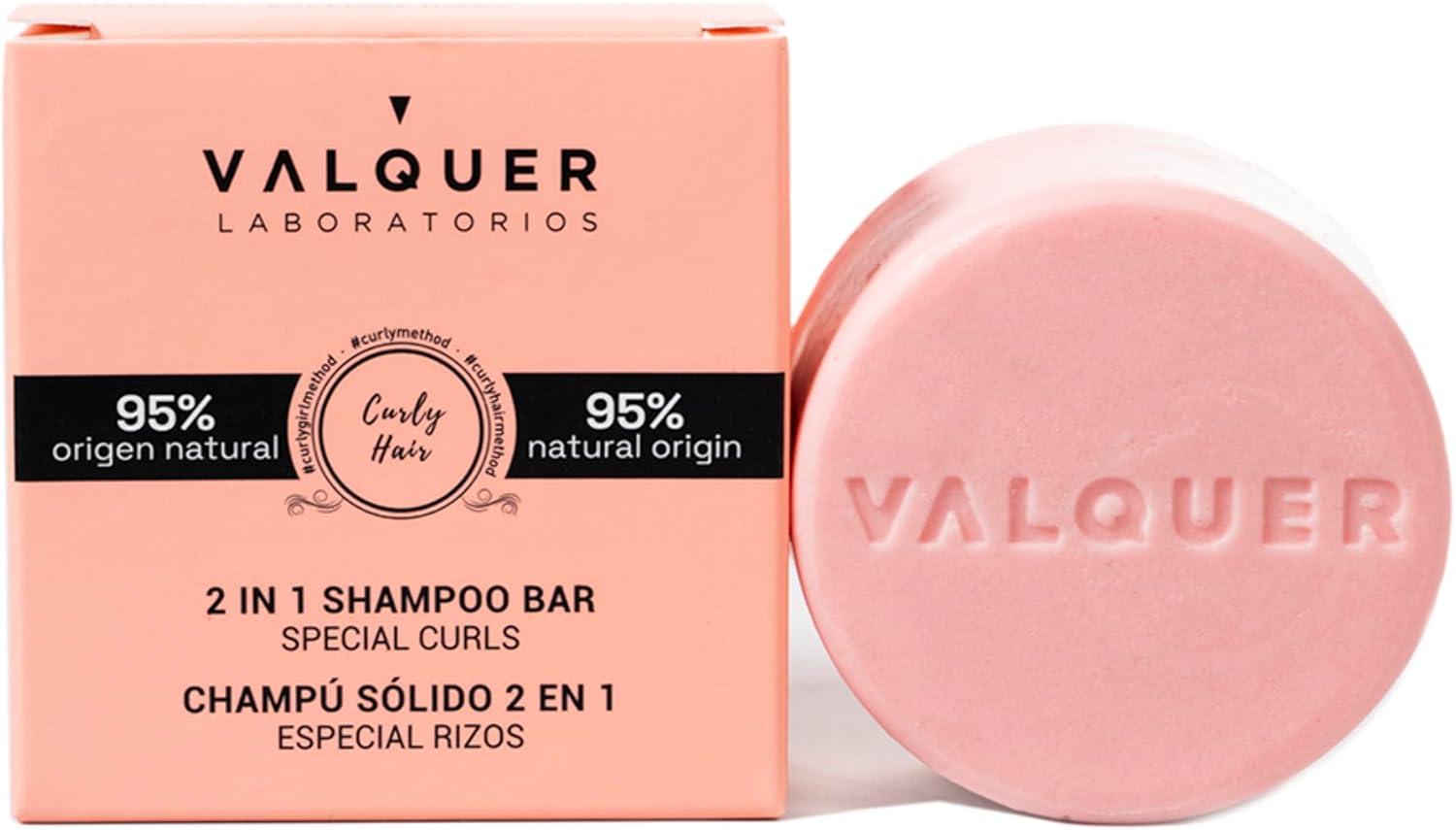 Valquer 2-In-1 Solid Shampoo And Conditioner For Curly Hair With Corn-Derived Active. Defines, Hydrates And Repairs. Natural, Vegan, Curly Method Approved. 70 G
