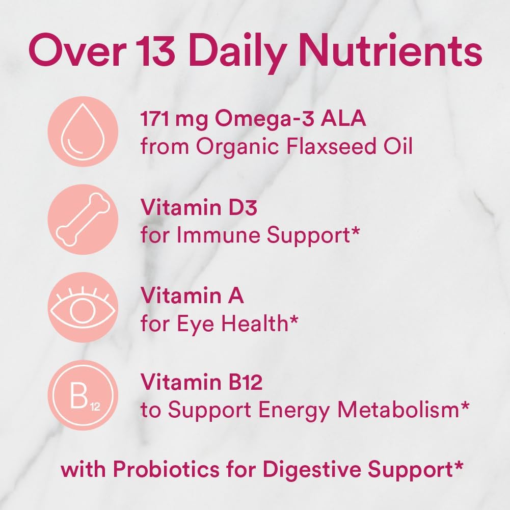 SmartyPants Organic Women's Multivitamin Gummies: Biotin, Probiotics, Methylfolate, Omega 3 (ALA), Vitamin D3, C, Vitamin B12, B6, Vitamin A, K & Zinc, Gluten Free, 120 Count (30 Day Supply) : Health & Household