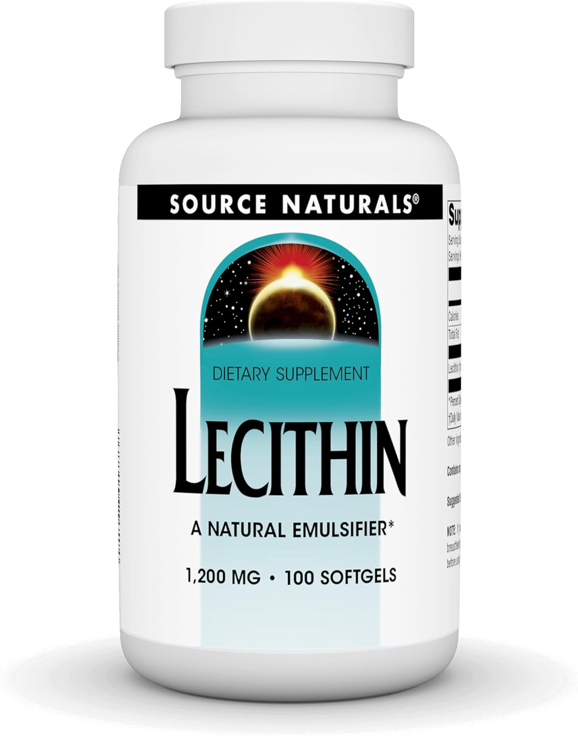 Source Naturals Lecithin 1200 Mg, A Natural Emulsifier - 100 Softgels