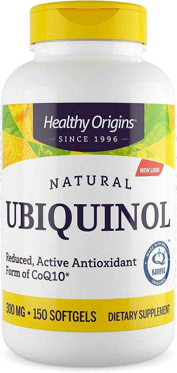 Healthy Origins Ubiquinol (Active form of CoQ10), 300 mg - Activated Form of CoQ10 - Kaneka Ubiquinol Supplements for Heart Health & Antioxidant Support - Gluten-Free & Non-GMO - 150 Softgels