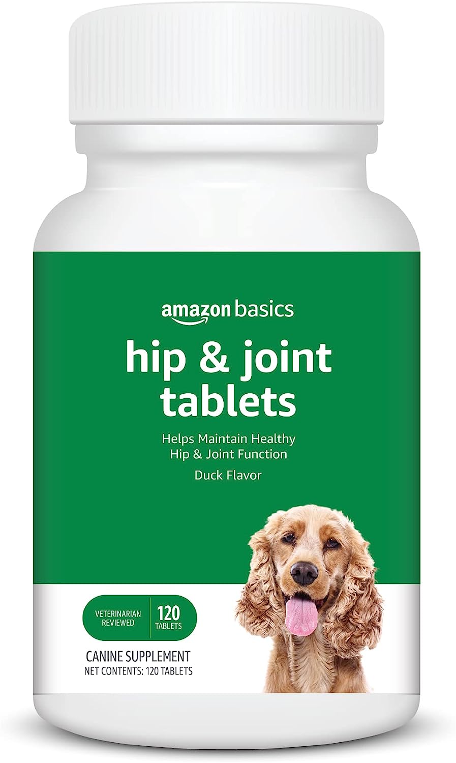 Amazon Basics Dog Hip & Joint Chewable Tablets, Duck Flavored, 120 Count (Previously Solimo)