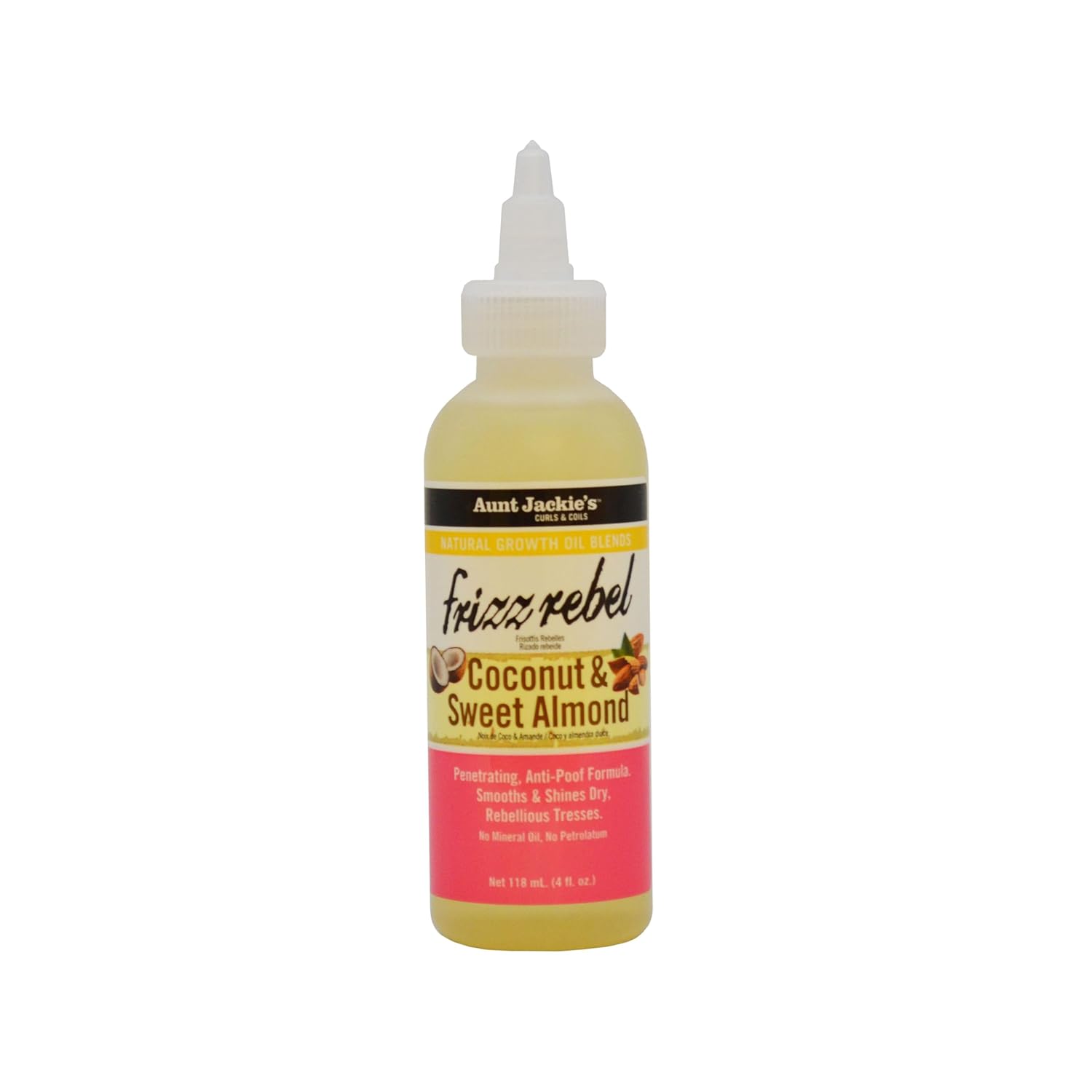 Aunt Jackie'S Natural Growth Oil Blends Frizz Rebel - Coconut And Sweet Almond, Smooths And Shines Dry, Rebellious Tresses, Anti-Poof Formula, 4 Oz : Beauty & Personal Care