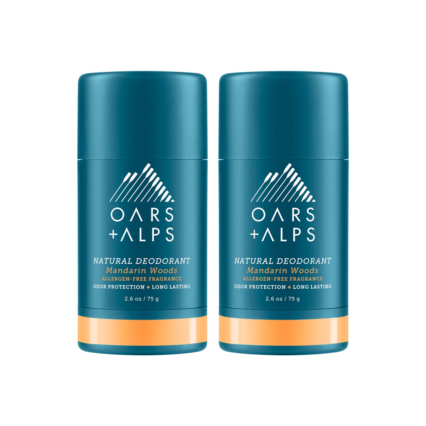 Oars + Alps Aluminum Free Deodorant for Men and Women, Dermatologist Tested, Travel Size, Mandarin Woods, 2 Pack, 2.6 Oz Each