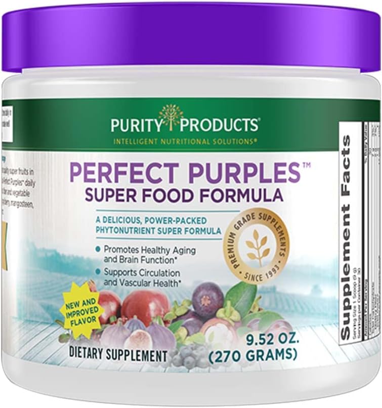 Purity Products Perfect Purples Powder Phytonutrient Rich, Healthy Aging Super Formula - Support Total Body Health - High ORAC Power - P40p Pomegranate Extract w/ 40% Punicosides - 30 Day Supply