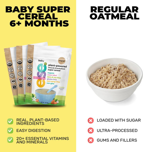 Else Nutrition Super Cereal For Babies 6 Mo+, Made With Real Whole Plants For A Nutritionally Balanced Meal, With Gluten Free Carbs And Plant Protein (Vanilla, 6 Pack)