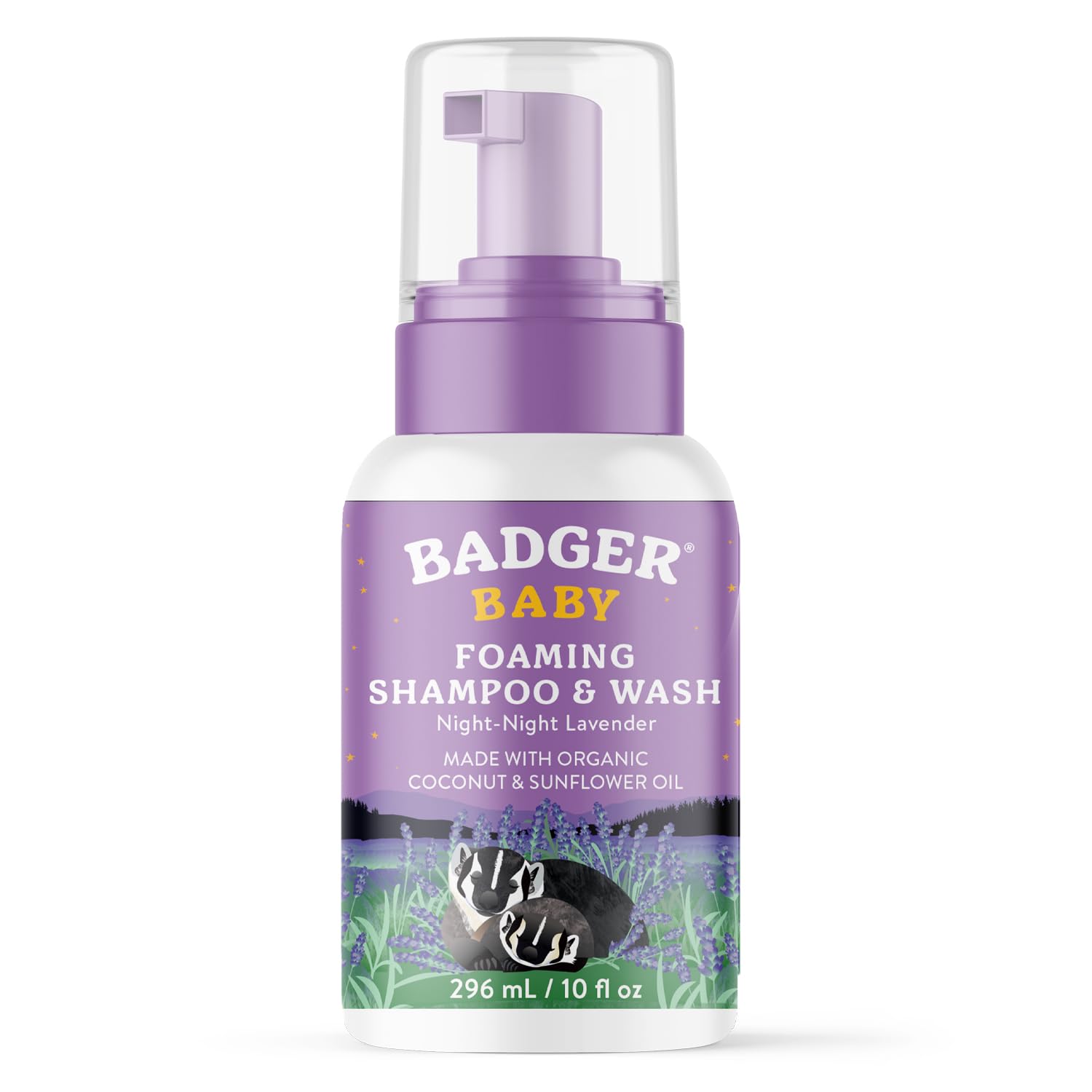 Badger Lavender Foaming Shampoo And Body Wash For Newborns And Toddlers, Organic And Gentle, 10 Fl Oz